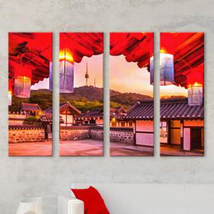 아트박스/꾸밈 cv302-노을지는남산골한옥마을_대형노프레임세트