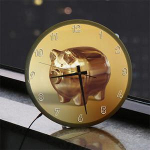 아트박스/꾸밈 ng060-LED시계액자35R_돈을모으는황금사과와돼지