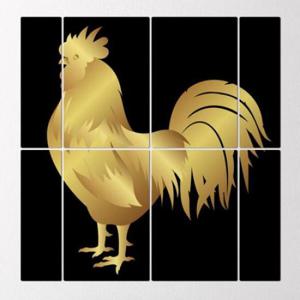 아트박스/꾸밈 af569-멀티액자_풍수황금닭(검정배경)