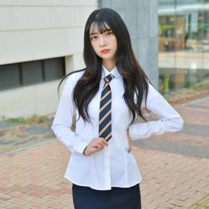 아트박스/두두 교복몰 고급 스판 둥근카라 블라우스 기본핏