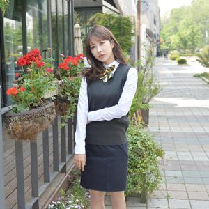 아트박스/두두 교복몰 보풀방지 차콜 교복조끼(여자)