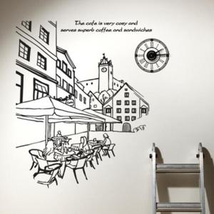 아트박스/꾸밈 cj163-노천카페에서힐링2_그래픽시계(중형)_그래