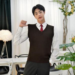 아트박스/두두 교복몰 보풀방지 브라운 교복조끼(남자) 교복 학