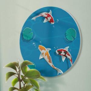 아트박스/꾸밈 ad863-대형원형아크릴액자_풍수에좋은잉어