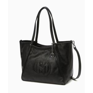 [헤지스ACC] 무광 시그니처 H패치 블랙 와이드 쇼퍼백 HIBA5F538BK