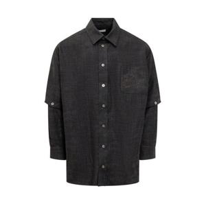 오프화이트 긴팔 셔츠 OMES010S24FAB001 4710 SALONE BLACK