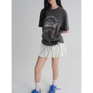 (355742LY94) [에잇세컨즈] 가먼트다잉 레터링 티셔츠  애쉬