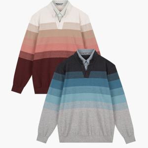 [크로커다일남성]그라데이션 V넥 레이어드 니트 CDAA9KT3352_JJ