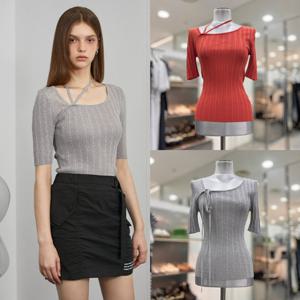 [에고이스트]언발 홀터넥 슬림 골지 풀오버 EQ3KH760HJ_DG