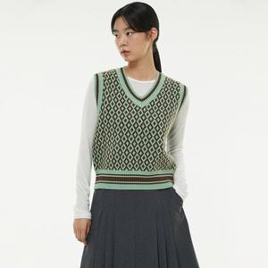 [랩][made by LAP] 브이넥 마름모패턴 니트베스트 AP3KV960