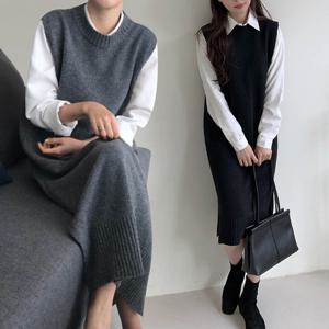 [샵앤][샵앤] 여성 라운드 2컬러 롱롱 니트 원피스 WLD-WDR-SIS0