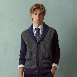 [브룩스브라더스] 울 헤링본 숄 가디건 (멀티) (BBWCMFF401)