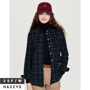 헤지스여성 HSSH5D913 코듀로이 체크 레귤러핏 셔츠