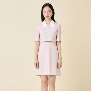 [라인어디션]배색카라 트위드 미니 원피스 (NVOPPF97)