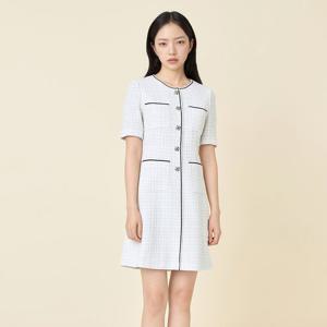 [라인어디션]배색 트위드 원피스 (NVOPPE96)