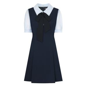 [라인어디션]셔츠 배색 미니 원피스 (NVOPPE97)