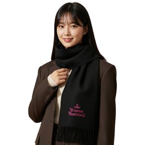 비비안웨스트우드 자수로고 울 머플러 목도리 블랙 81030007 W00Q7 N401