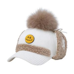 파리게이츠골프용품 NQC 521D4CP003_WH 여성 스마일 폭스 퍼 코듀로이 이어워머 캡