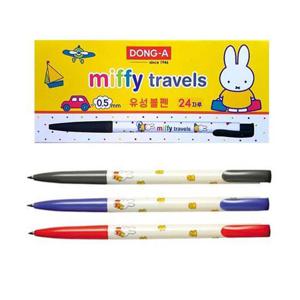 동아 미피 노크식 유성 볼펜 0.5mm 24개입 유성볼펜0.5