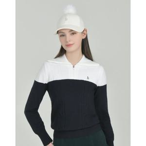 헤지스 골프 여성 25FW 네이비 여성 울혼방 윙 카라 방풍 티셔츠 HWSW5D714N3