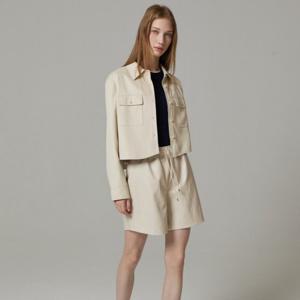 [나이스클랍]라인 크롭 스웨이드 셔츠 N233PWL850_DG