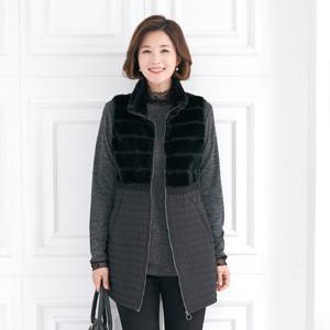 [모슬린]엄마옷 밍크퍼 엣지 패딩 조끼 516FGH355 마담/중년여성