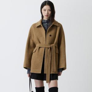 [주크] 알파카 블렌디드 벨티드 하프 코트