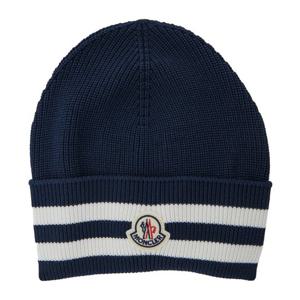 몽클레어 로고 패치 스트라이프 커프 비니 3B00019M1393 77D