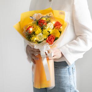 비누 장미 조화 꽃다발 LED 진주하트 48cm 3컬러 인테리어 꽃 선물 장식 기념일