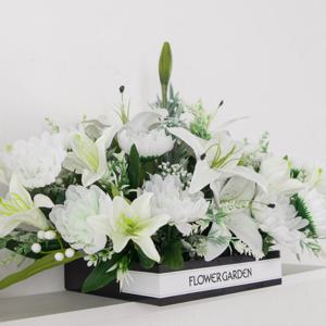 국화 백합 성묘 센터피스 조화 꽃 르미에르수반 set 60cm 납골당 산소 추모 테이블
