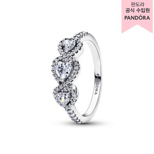 [판도라(주얼리)][백화점 보증서 제공] 헤일로 하트 트릴로지 링 194413C01