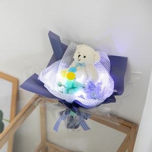 비누 수국 장미 조화 꽃다발 리본곰 30cm 2컬러 인테리어 꽃 선물 장식 기념일 졸업식