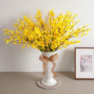 개나리 성묘 화분 조화 꽃 대형 set 65cm (DIY) 납골당 산소 추모 테이블 장식