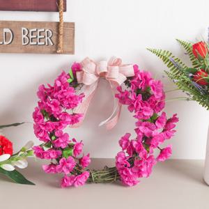 진달래 조화 리스 봄내음 35cm 인테리어 꽃 벽걸이 현관 문 꾸미기 행사 소품