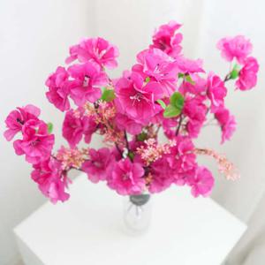 진달래 조화 화병 유리 set 47cm (DIY) 인테리어 봄 꽃 테이블 장식 소품 행사 꾸미기