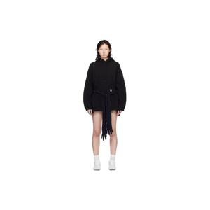 25 FW 메종마르지엘라 여성 블랙 후드 글러브 스웨트셔츠 미니 드레스 261188F052003