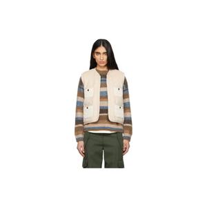 26 SS 몽클레어 여성 베이지 미모사스 브레이드 트리밍 테디 다운 베스트 261111F068002