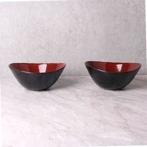 루전 러스틱 레드 면기 2인세트 커플 라면그릇