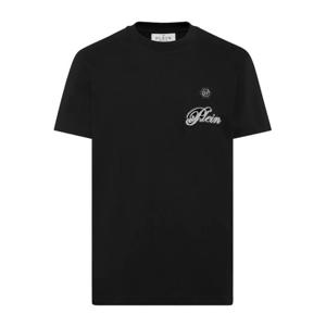 필립플레인 로고 자수 크루넥 반팔 티셔츠 FAECMTK853702 BLACK