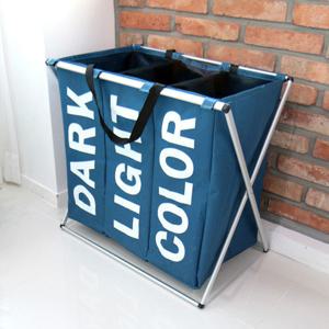 빨래바구니&분리수거함 접이식 슬림사각3단 D