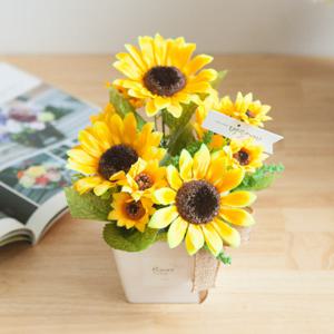 해바라기 조화 화분 베이직 set 22cm 인테리어 꽃 테이블 장식 소품 금전화 풍수 행사