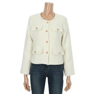 [릴리립스]격자 무늬 버튼 노카라 싱글 자켓 (YL4JK014)