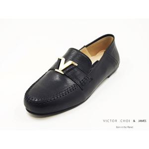 (VICTOR CHOI & james) W22P106 수제콜프 V장식로퍼 블랙 여성화