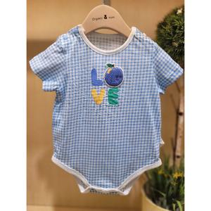 [오가닉맘][오가닉맘] MJMLQS03BL075 블루애플체크반소바디수트