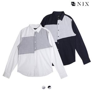 [닉스][닉스]남성 필라필 언발란스블럭 버튼다운 셔츠_FNMFCSL10