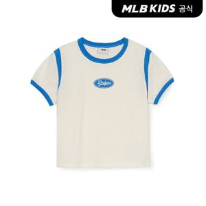 [MLB키즈 공식] 25SS 바시티 여아 라운드 로고 크롭 티셔츠 LA (D.Cream) 7FTSV0153-07CRD
