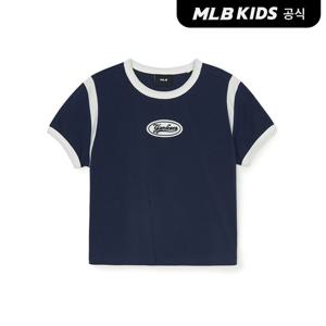 [MLB키즈 공식] 25SS 바시티 여아 라운드 로고 크롭 티셔츠 NY (Navy) 7FTSV0153-50NYS