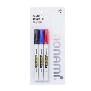모나미 네임펜X 가는글씨용-흑청적 3색세트