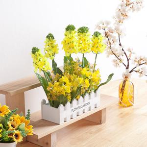 유채꽃 조화 화분 울타리 set 30cm 인테리어 테이블 로비 장식 소품