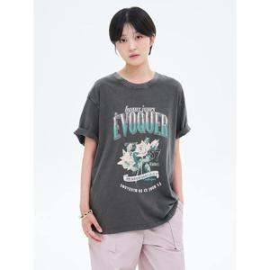 (355742LY54) [에잇세컨즈] 가먼트다잉 그래픽 티셔츠  애쉬